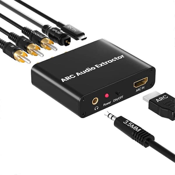 HDMI ARC-adapter, med digital optisk TOSLINK SPDIF/koaksial og analog 3,5 mm, HD ARC til RC