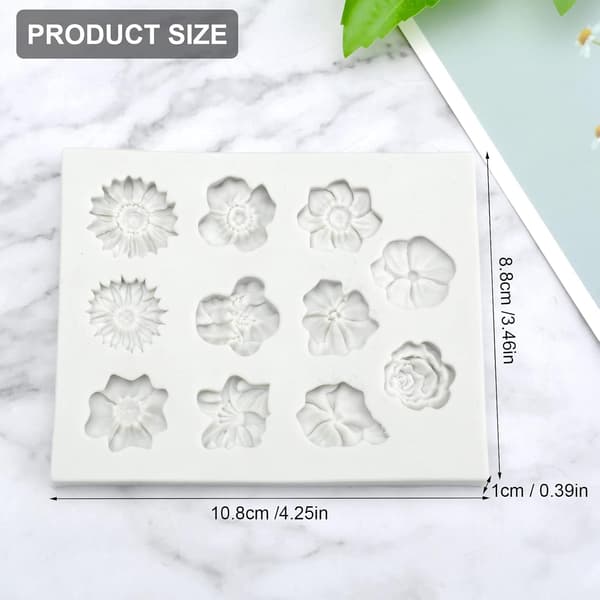 Silikoneform, blomster, kageform, 3D silikone roseform, isterningform, genanvendelig bageform, silikone, 11 fondant, silikoneforme, blomster, mini