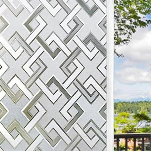 Window Film Privacy 3D No Glue Glass Sticker Rhombus Pattern