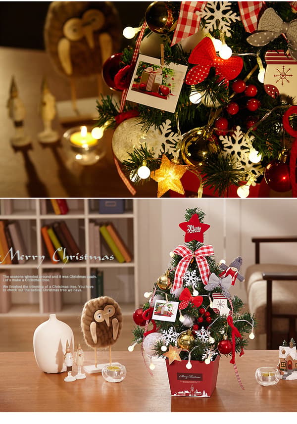 Decorative Christmas Tree, Artificial Tabletop Tree With LED Decoration