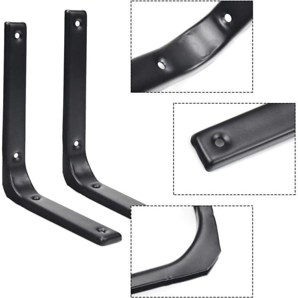 2 Pcs Shelf Brackets, Heavy Duty Wall Brackets, L-shaped Wall Mounted Shelf Brackets, 150x125mm, Shelf Brackets, Black Wall Shelf Support with Screws..DEBUNS