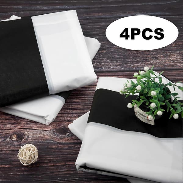 4 Pieces Black and White Striped Tablecloths, Plastic Striped Tablecloth, Waterproof Rectangular Tablecloth for Holiday Party, Picnic Decoration