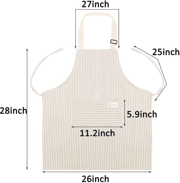 Aprons for Women 2 Pack Adjustable Bib Aprons with 2 Pockets Cotton Linen Cooking