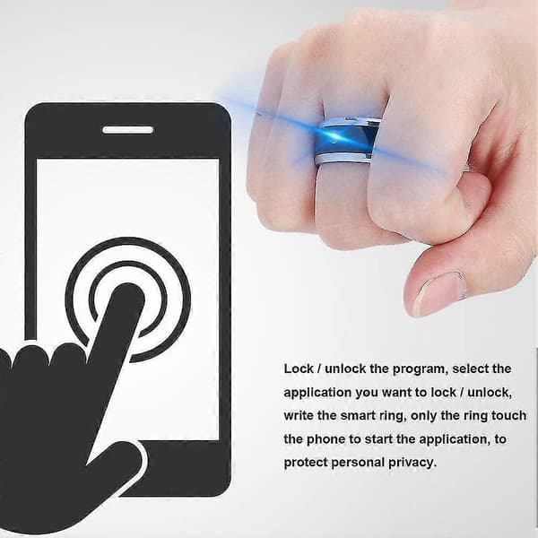 2 stk. brugervenlige NFC Smart Ringe, metalmateriale universel smart ring, til mobiltelefon (størrelse 7)