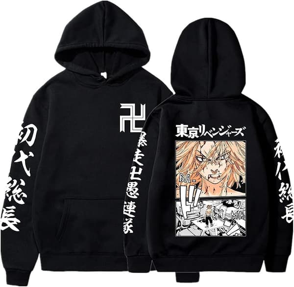 Cosplay Tokyo 3D-printet pullover hoodie Halloween-karakter Merch Anime pullovertrøje til unisex voksen sort-2 X-Large