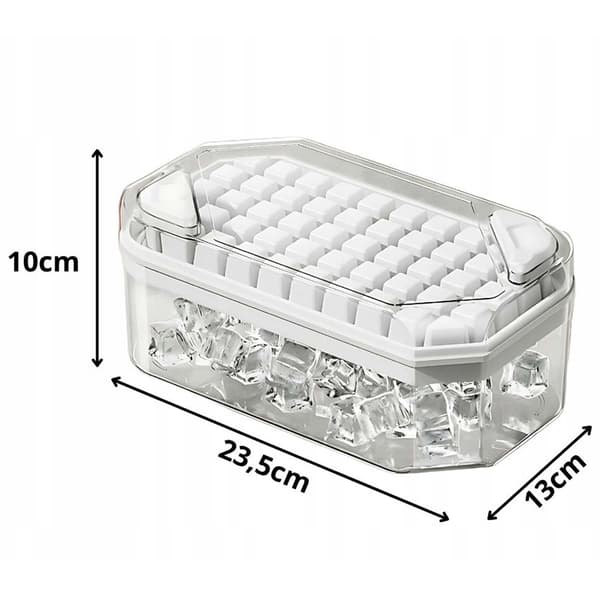 Isform med låda, 50 isbitar isbox med lock och skopa vit white