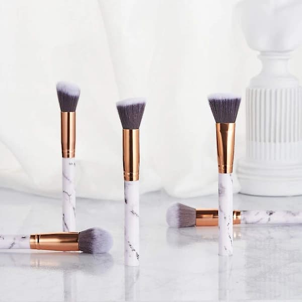 Marble Makeup Brush Set with Brush Holder | Eyeshadow Makeup Brush Set for Face (10 Pieces)