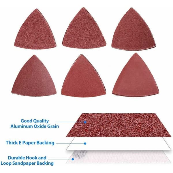 Sanding Paper for Sander, Triangular Sanding Sheets, 80 x 80 x 80 mm, Grit 60/80/100/120/240, for Sander, 55 pcs