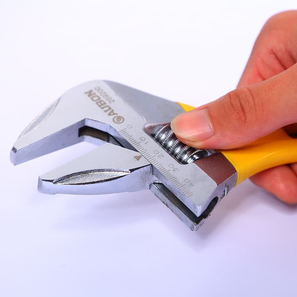 Compact Adjustable Wide Handle Wrench, Lightweight, Yellow - 11.5 cm