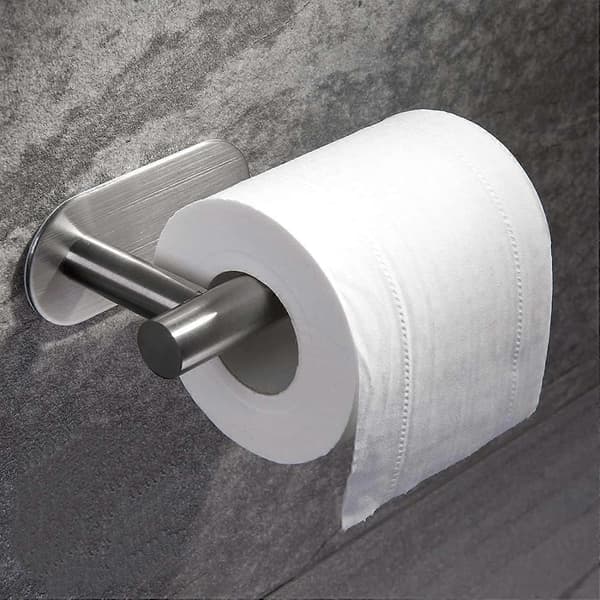Toiletpapirholder uden boring til badeværelse og vaskerum, SUS304 rustfrit stål, børstet nikkel, sølv [DB]