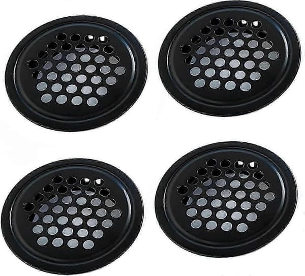 10 stk. ventilationsgitter i rustfrit stål 25 mm, cirkulært net, sort cirkulært ventilationsgitter, gitterbeskyttelse, ventilationsgitter til skabe, W