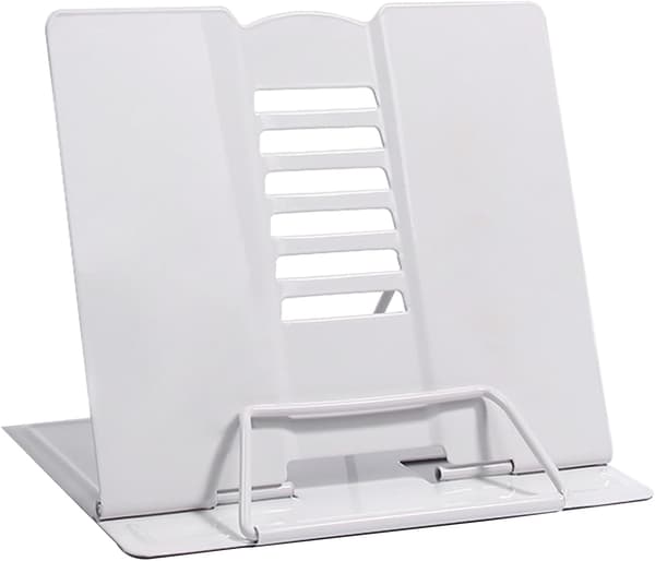 Book Stand Adjustable Metal Reading Holder Foldable for Books Documents and Tablet Home School Office White