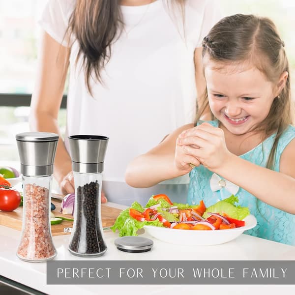 Fantastic Salt and Pepper Grinder Set - Refillable Stainless Steel Combination Shakers with Adjustable Coarseness Grinders