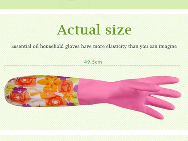 Fleece-Lined Latex Household Gloves with Extended Cuff - Durable, Cleaning-Specific Gloves for Dishwashing and Laundry