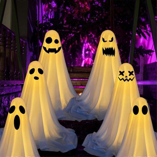 Halloween Outdoor Decorations Spooky Ghost Standing Glitter Decoration Ghost for Halloween (Small) Cute Pets