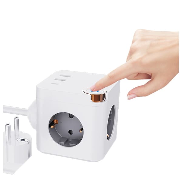 EU-standardpluggadapter, strømuttak med USB-porter, uttakforlenger