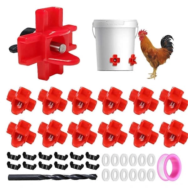 12 Pcs Horizontal Chicken Water Nipples with Drill, Leak-Proof Watering System for Poultry