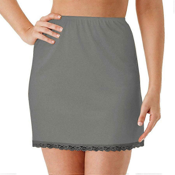 Elastisk Midje Blonde Underskjørt Halv Underskjørt Dame One-size Grå Grey