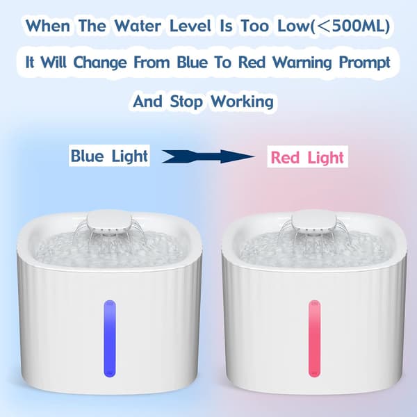3-liter Silent Cat Fountain, Automatic LED Light, with Activated Carbon Filter and Water Pump