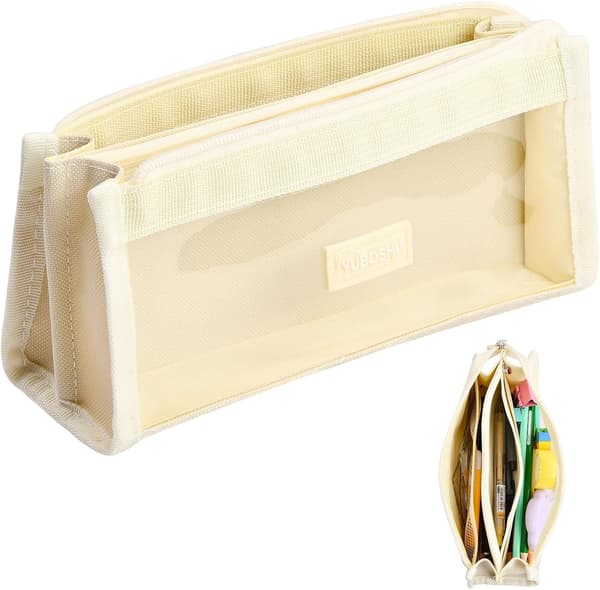 Large Pencil Case Transparent School Pencil Case with 6 Compartments