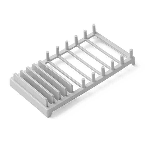 Multifunctional Dish Drying Rack with Grooves Pot Lid Dish Rack Kitchen Counter Gray Gray