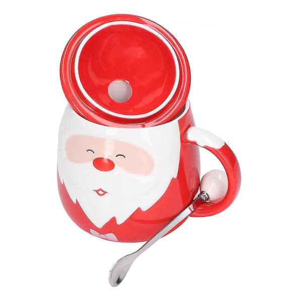 450 ml Ceramic Tea Coffee Mug with Lid and Spoon for Christmas Home Use