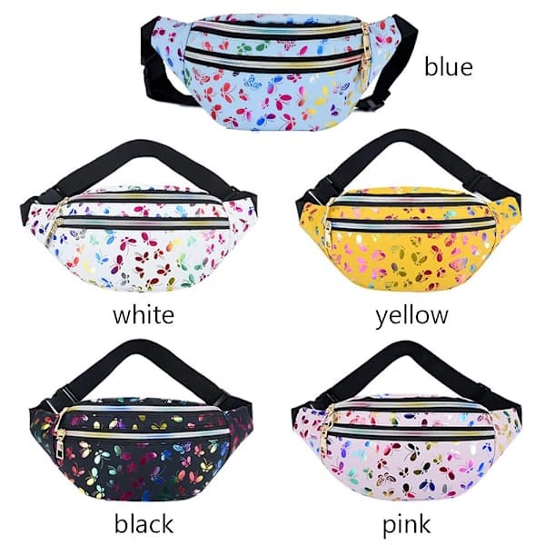 Trykt taljetaske Fanny Pack Mobiltelefonetui hvid