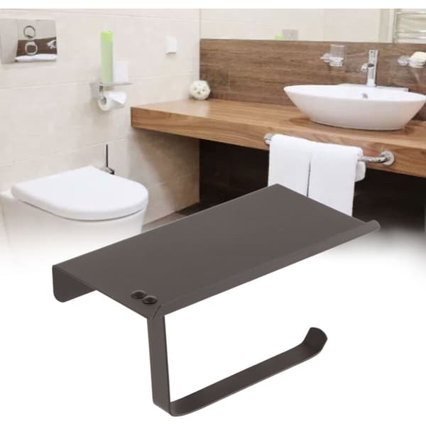 Toiletpapirholder i rustfrit stål til hjemmet, badeværelse, toiletpapirholder uden perforering, K6 sort