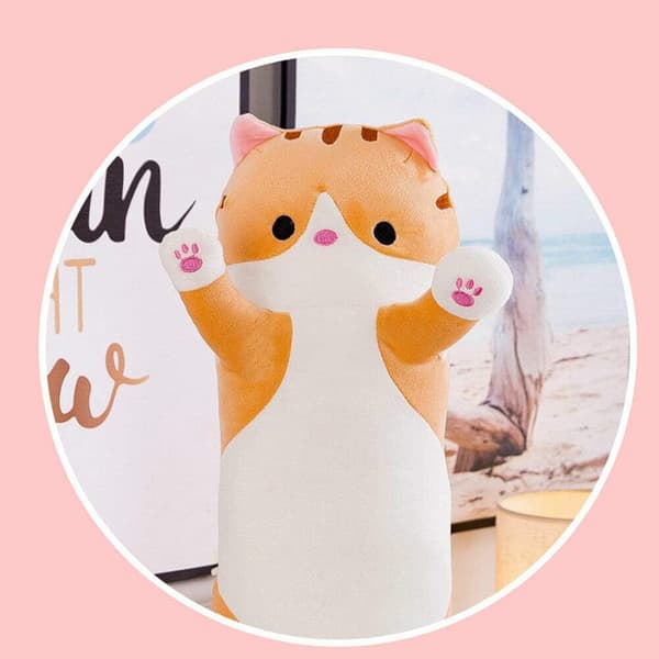 Söt plysch kattdocka fylld kuddocka leksak katt - Orange