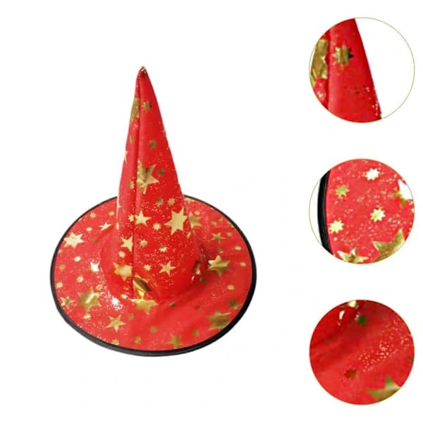 Halloween Witch Hat Comfortable Wide Brim Creative Pointed Top Hat for Women Orange Red 38cmx35cm