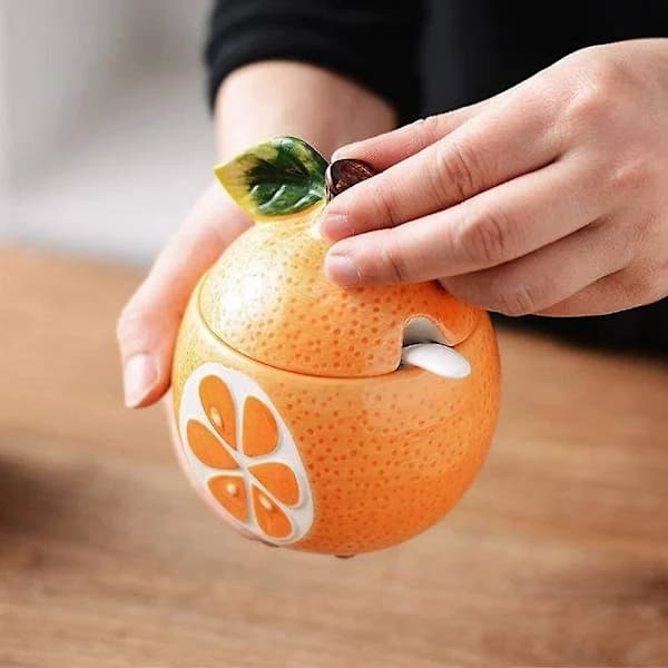 250 ml Fruit Shaped Spice Jar, Sugar Bowl, Spice Jar with Lid and Spoon