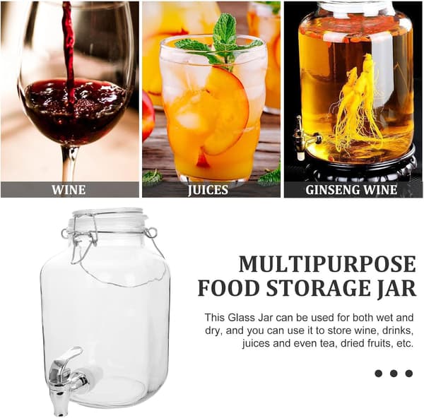 Stor glasburk med lock 3000 ml kapacitet Förtjockad förseglad design