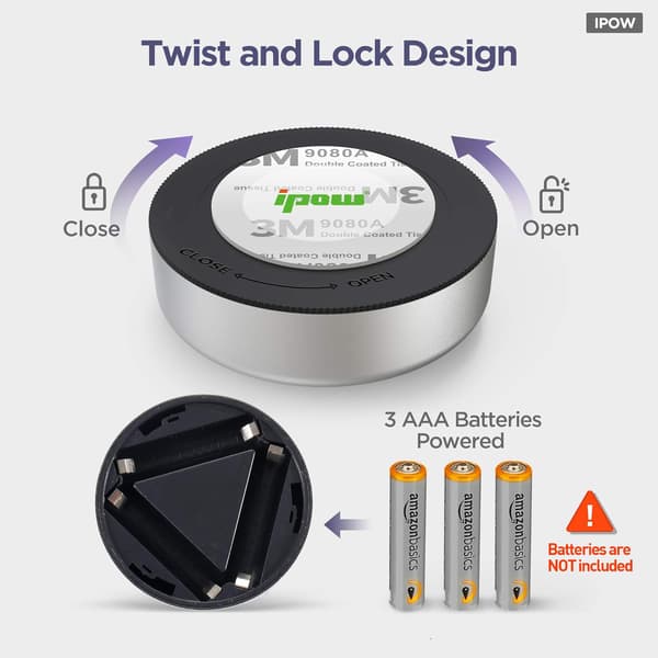 5 sett IPOW LED batteridrevne trådløse nattlys til å feste