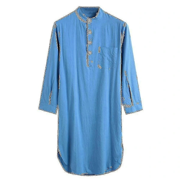 Sovskjorta Bomulls Nattskjorta för Män - Ayane Blå M
