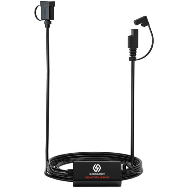 SAE til USB-adapterkabel for 10V-24V DC motorsykkellader, QC3.0 vanntette doble porter