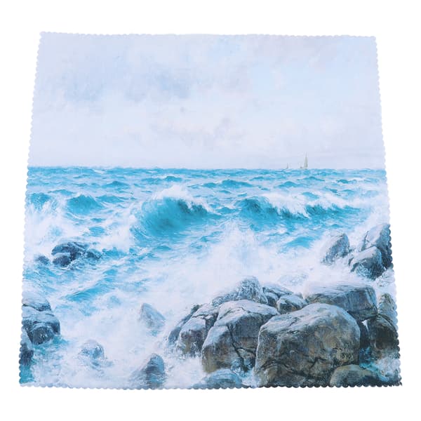 Natural Relaxed Style, Easy Clean Polyester Tablecloth with Ocean Wave and Stone Pattern, 140x220cm, Restaurant Decoration