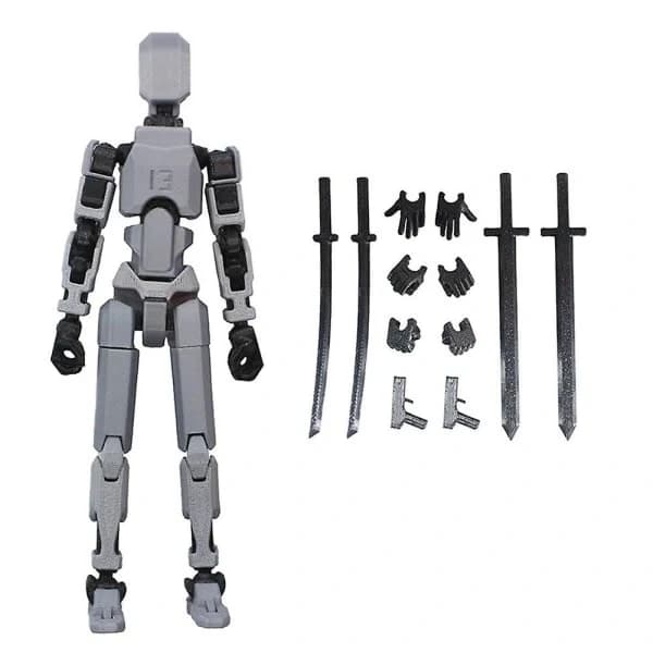 T13 Actionfigur, Titan 13 Actionfigur, Robot Actionfigur, 3D-printet Action NYHED Sort Grå