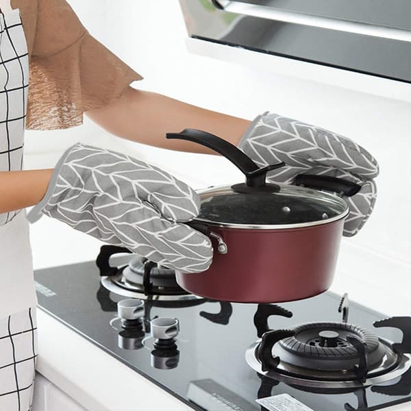 4-delars Grytlappar & Grytvantar Set - Återvunnen Silikon Halkfri för Matlagning/Bakning/Grillning (grå)