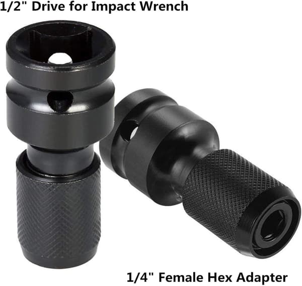 2-pack 1/2 \" Square to 1/4 \" Hex Socket Adapter, Quick Release C