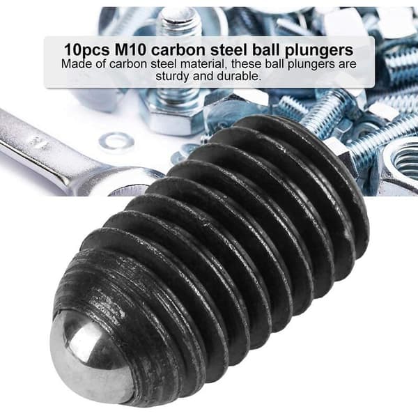 10 pcs M10 Threaded Carbon Steel Ball Plungers Rgls Black Spring Plungers with Hex Socket (M1020)