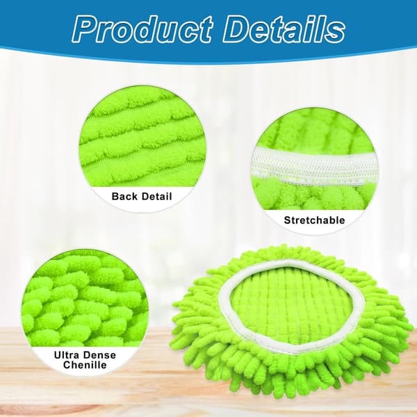 6 moppputer for O Cedar - Mikrofiber Chenille, Maskinvaskbare - for Spinmopper