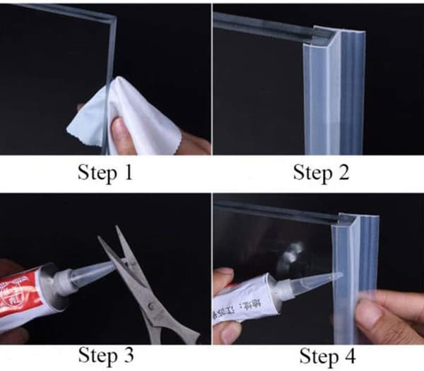 Bathroom Door Seal Strip, Shower Screen, Curved Window, 10mm U-shaped, 100cm