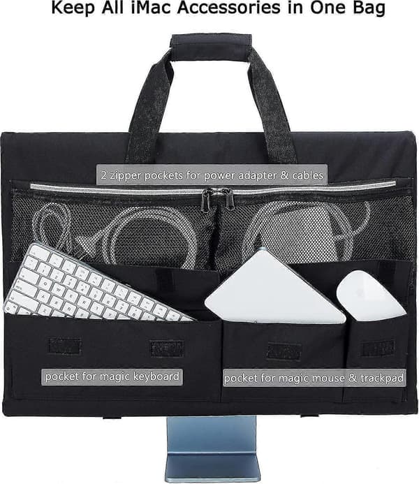 Bag for 24-inch iMac Desktop Computer, Protective Storage Bag for iMac Screen Dust Cover with Carry Handle for 24-inch iMac Screen and AC