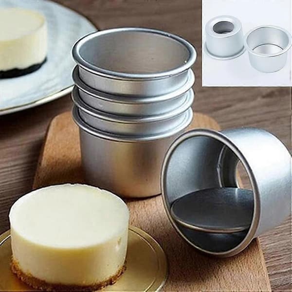 5 stk Mini Kakeformer med Avtakbar Bunn for Pudding og Små Kaker