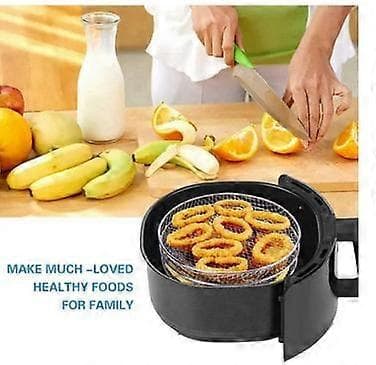 3 stk Air Fryer Rack Airfryer Kurv Håndtak Rustfritt Stål - Rund Sølv
