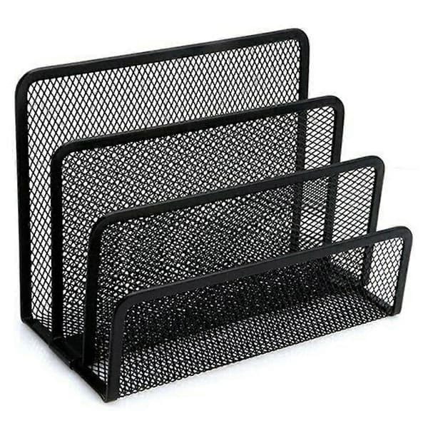 Document holder with 3 compartments, metal letter tray, magazine holder, folder