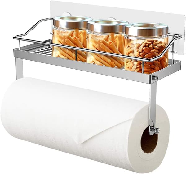 Paper Towel Holder with Shelf Roll Holder for Kitchen Bathroom To