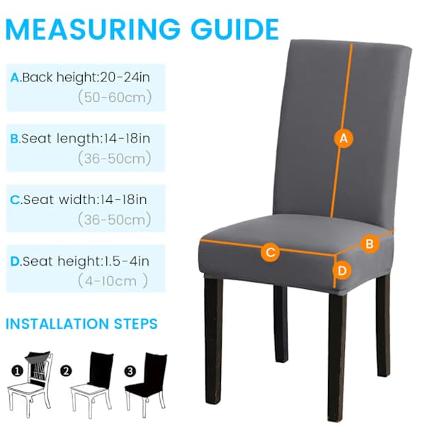 st Stretch Chair Cover - Tvättbara Stretch Stolöverdrag Grå grå grå