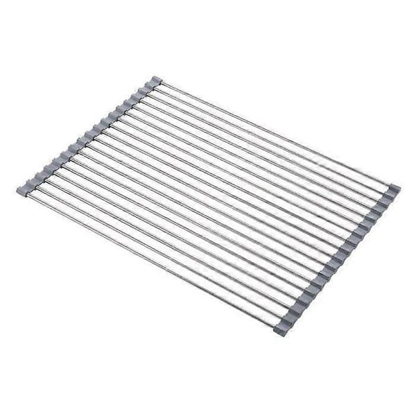 Roll-up dish drying rack, 100% BPA-free foldable sink drainer perfect for fruit, vegetables, plates, silicone coated