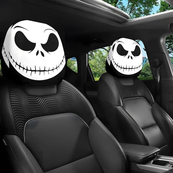 2 st The Nightmare Before Christmas Jack Skellington Bil Nackstödsskydd - Universal Passform, Polyester 26cm*28cm*2PC 26cm*28cm*2PC